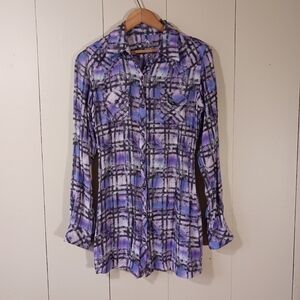 Rock 47 by wrangler purple plaid shirt